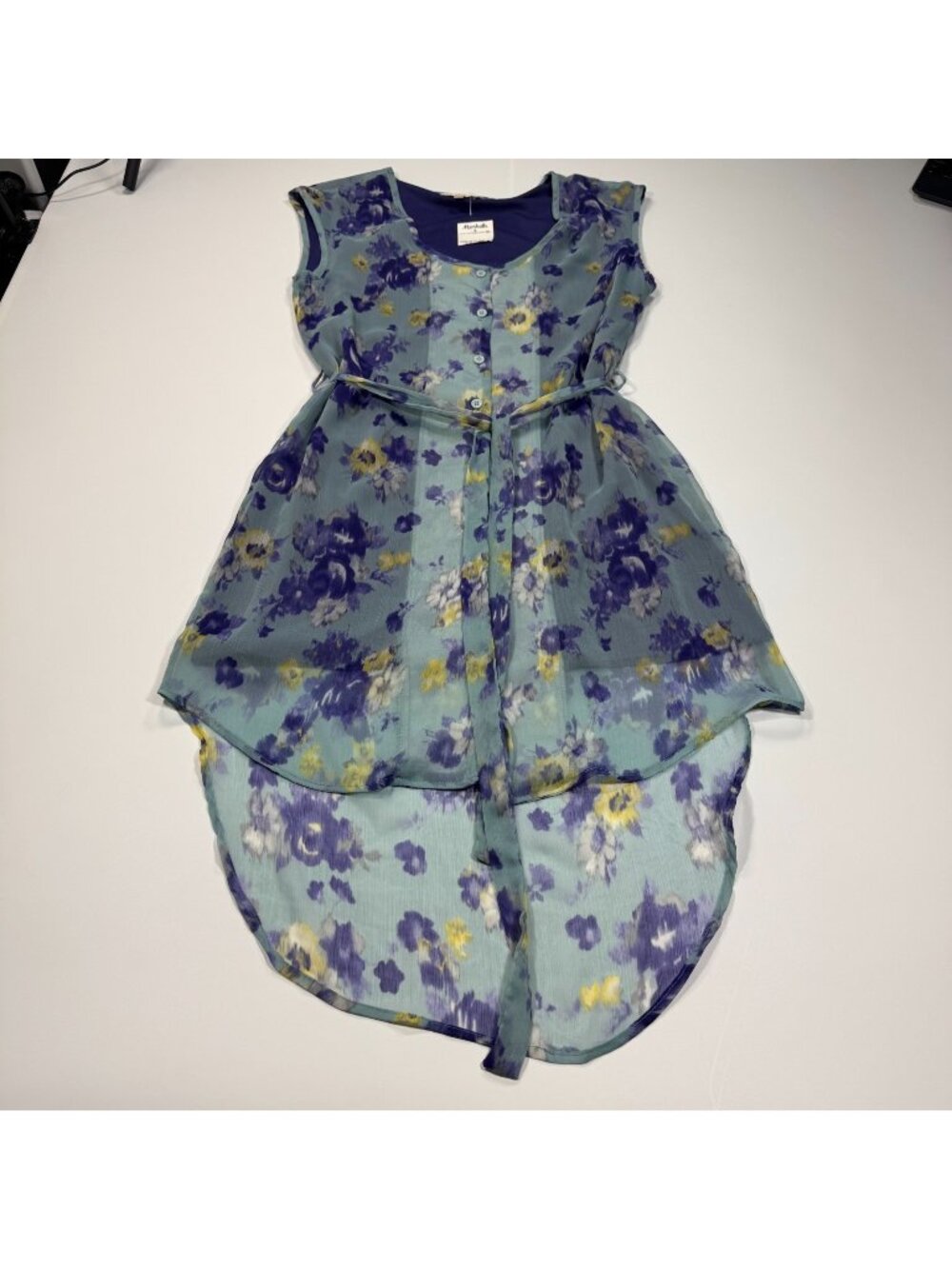 Vintage Collective Concepts Dress Women's M Green Floral Polyester Sheath Lined